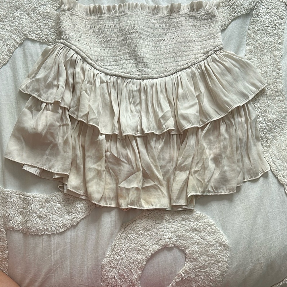 Cream Ruffled mini Skirt - Picture 2 of 3